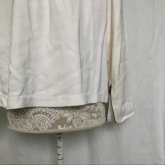 Alice & Olivia / White Leather Draped Front Jacket size medium jk3 - Picture 6 of 9